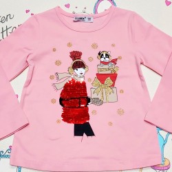 Детска блуза в розово Момичето с подаръците Детска блуза в розово Момичето с подаръците