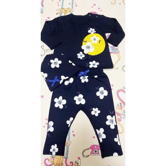 Бебешки комплект в тъмносиньо с шапка