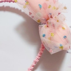 Диадема с пухкава панделка в розово