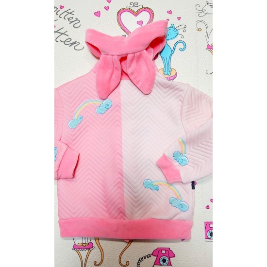 Бебешки суичър за момиче с ушички в розово с Еднорог