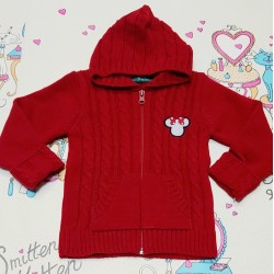 Детска плетена жилетка в червено