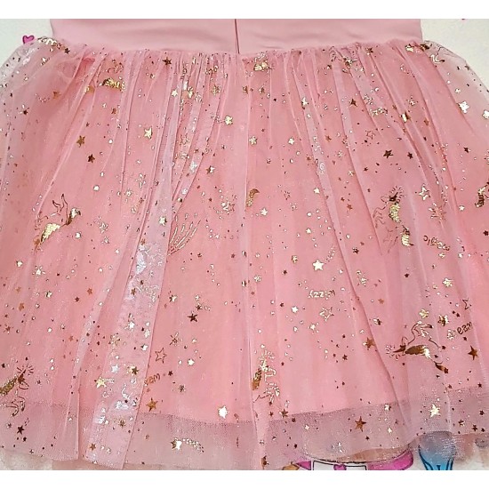 Детска официална рокля,,Еднорог  розово златисто