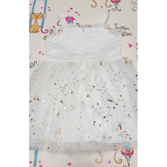 Рокля ,,Еднорог в бяло и златисти с тюл Рокля ,,Еднорог в бяло и златисти с тюл