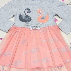 Детска рокля  Лебеди с лек тюл