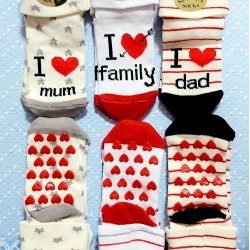 Бебешки чорапи I love❤ 0-12м със силикон