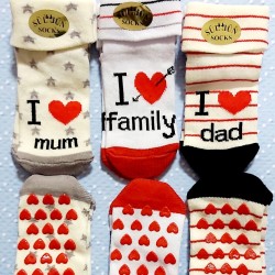 Бебешки чорапи I love❤ 0-12м със силикон