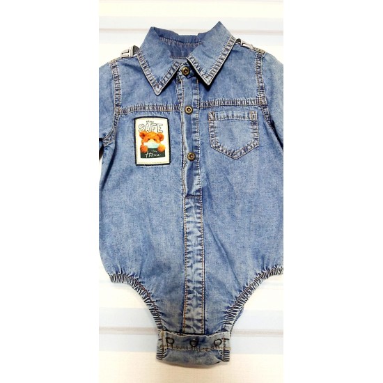 Бебешко дънково боди с якичка Бебешко дънково боди с якичка