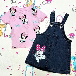 Детски летен дънков сукман с розова тениска ,,Мини Маус