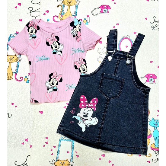 Детски летен дънков сукман с розова тениска ,,Мини Маус Детски летен дънков сукман с розова тениска ,,Мини Маус