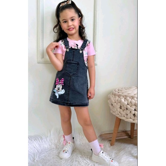 Детски летен дънков сукман с розова тениска ,,Мини Маус Детски летен дънков сукман с розова тениска ,,Мини Маус