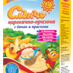 Каша Слънчо Царевично-Оризова с банан и праскова 4м+ Каша Слънчо Царевично-Оризова с банан и праскова 4м+