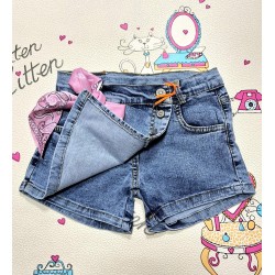 Детска дънкова пола панталон с розова панделка