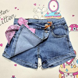 Детска дънкова пола панталон с розова панделка Детска дънкова пола панталон с розова панделка