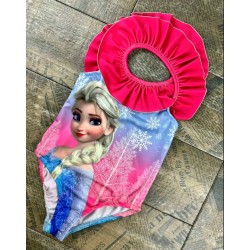 Детски цял бански в циклама и синьо с Елза от Замръзналото кралство Детски цял бански в циклама и синьо с Елза от Замръзналото кралство