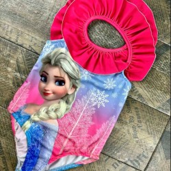 Детски цял бански в циклама и синьо с Елза от Замръзналото кралство Детски цял бански в циклама и синьо с Елза от Замръзналото кралство