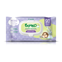 БОЧКО бебешки мокри кърпички Лавандула 90бр БОЧКО бебешки мокри кърпички Лавандула 90бр