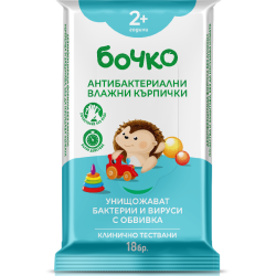 Бочко Антибактериални мокри кърпички 18бр