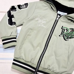 Детско шушляково непромокаемо яке в светло зелено  Дино