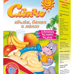 Каша Слънчо Ябълка, банан и манго 6м+ Каша Слънчо Ябълка, банан и манго 6м+