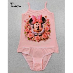 Детски комплект бельо в розово от потник и бикини с Мини Маус Детски комплект бельо в розово от потник и бикини с Мини Маус