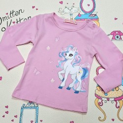 Детска памучна блуза в розово с Еднорог