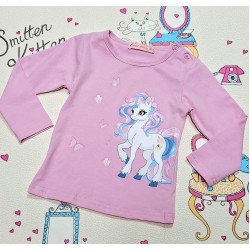 Детска памучна блуза в розово с Еднорог