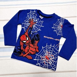 Детска памучна блуза в синьо  Спайдърмен