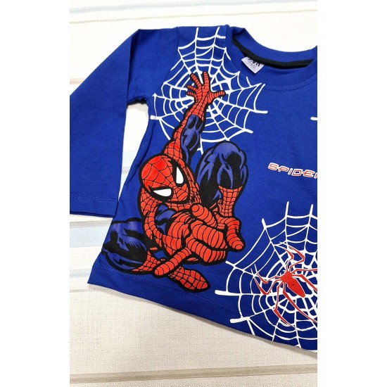 Детска памучна блуза в синьо Спайдърмен Детска памучна блуза в синьо Спайдърмен