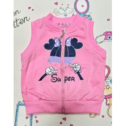 Детски памучен елек с цип в розово  Мини Маус