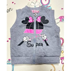 Детски памучен елек в сиво с цип  Мини Маус