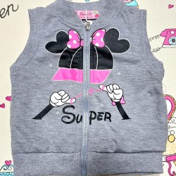 Детски памучен елек в сиво с цип Мини Маус Детски памучен елек в сиво с цип Мини Маус