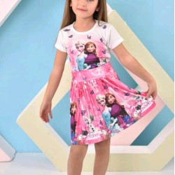 Детски летен комплект с блуза и пола в розово ,,Елза и Ана Детски летен комплект с блуза и пола в розово ,,Елза и Ана