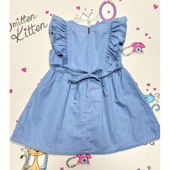 Детска лятна дънкова рокля с къдрички  Лени