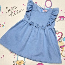 Детска лятна дънкова рокля с къдрички  Лени