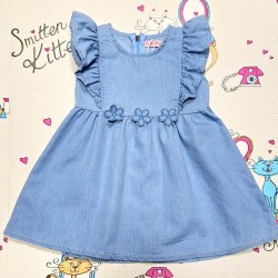 Детска лятна дънкова рокля с къдрички  Лени