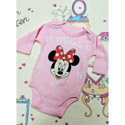 Бебешко памучно боди в розово с Мини Маус