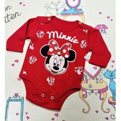 Бебешко памучно боди в червено с Мини Маус
