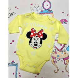 Бебешко памучно боди в жълто с Мини Маус
