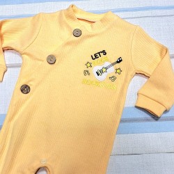 Бебешки памучен гащеризон в жълто  Китара