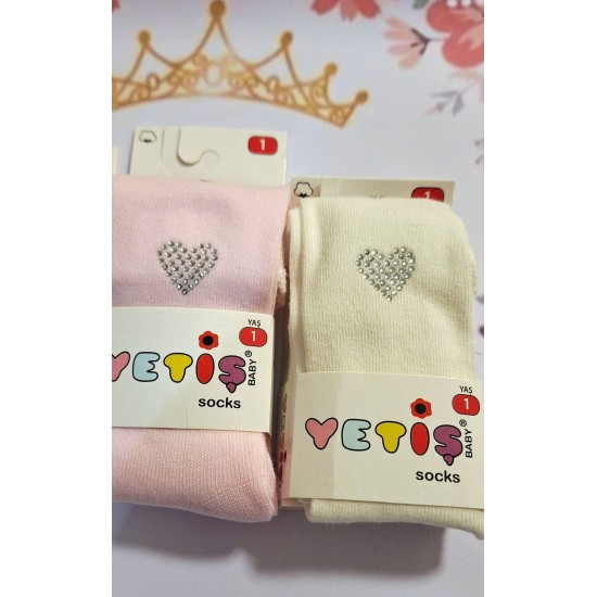 Бебешки чорапогащник в бяло,екрю или розово  Сърчице