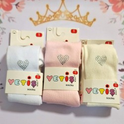 Бебешки чорапогащник в бяло,екрю или розово  Сърчице