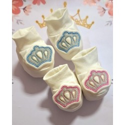 Бебешки памучни терлички в розово или синьо  Коронки