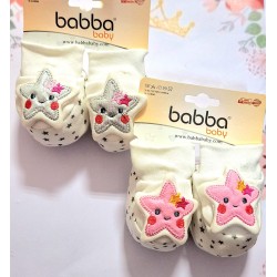 Бебешки памучни терлички в бяло или розово  Звездички