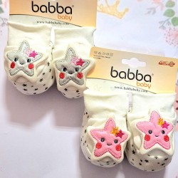 Бебешки памучни терлички в бяло или розово  Звездички