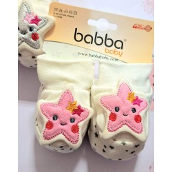 Бебешки памучни терлички в бяло или розово Звездички Бебешки памучни терлички в бяло или розово Звездички