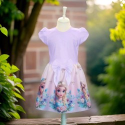 Красива детска рокля в светло лилаво ,,Елза от Замръзналото кралство