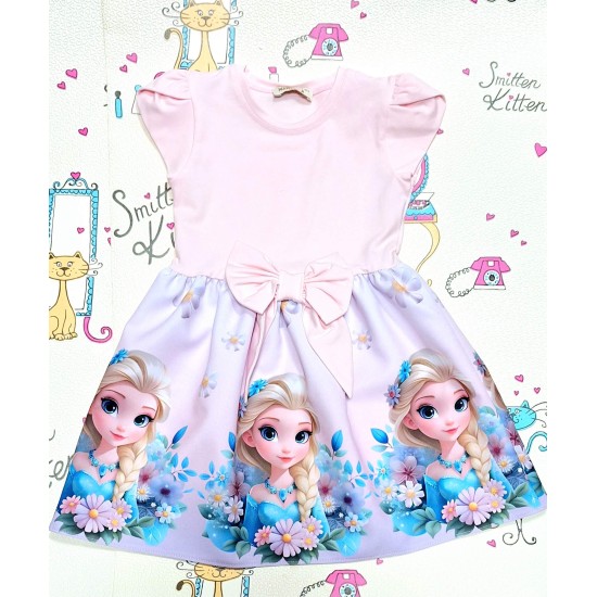 Красива детска рокля в светло розово ,,Елза от Замръзналото кралство