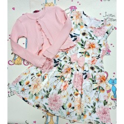 Детска рокля на цветя със светло розово болеро Детска рокля на цветя със светло розово болеро