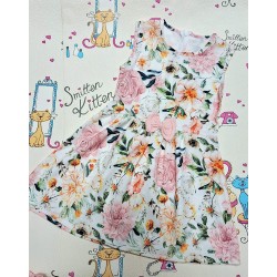 Детска рокля на цветя със светло розово болеро Детска рокля на цветя със светло розово болеро