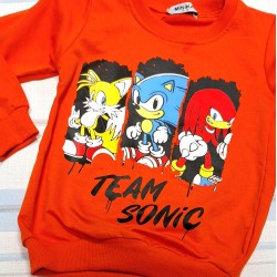 Детска памучна блуза в оранжево  Соник и приятели